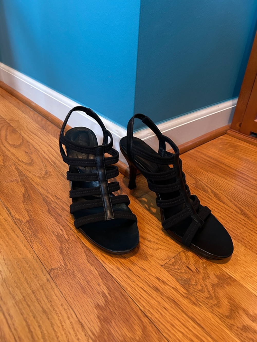 Donald J. Pliner Black Strappy High Heel Sandals